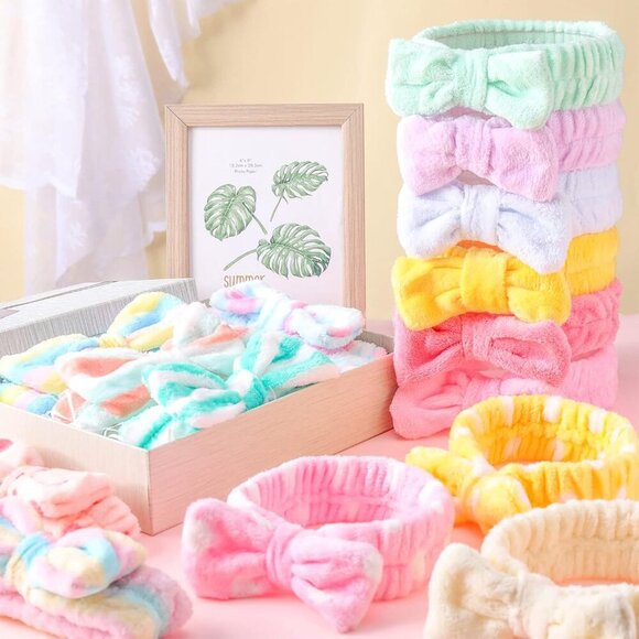 40 Pack Coral Fleece Makeup Headbands Women Girls Face Wash Hair Wraps